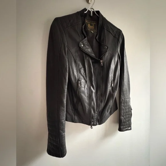 Black Leather Massimo Moto Jacket - Picture 1 of 5